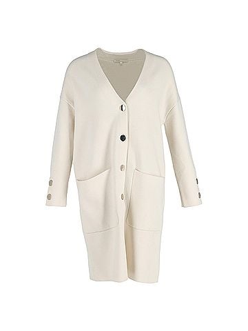 Maje Maje Buttoned Coat in Cream Wool (view 1)
