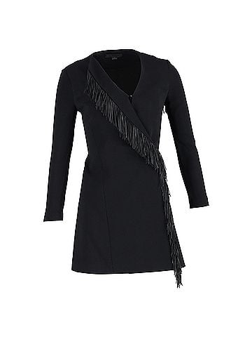 Alexander Wang  Alexander Wang Fringe Wrap Mini Dress in Black Viscose (view 1)