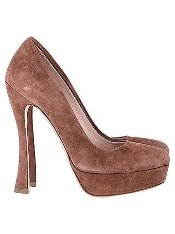Miu Miu  Miu Miu Platform Pumps in Brown Suede (view 1)