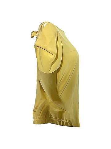 Sandro Sandro Flowy Sleeve Blouse in Yellow Silk  (view 2)