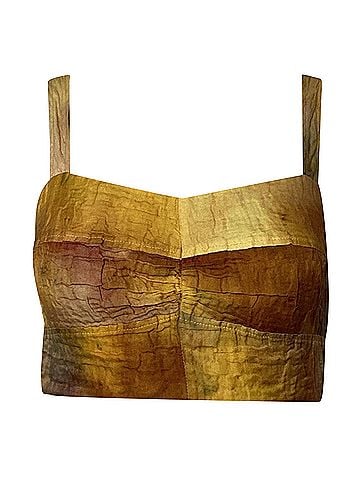 Jason Wu Jason Wu Collection Crinkle Memory Tie Dye Cropped Top in Yellow Cotton (view 1)