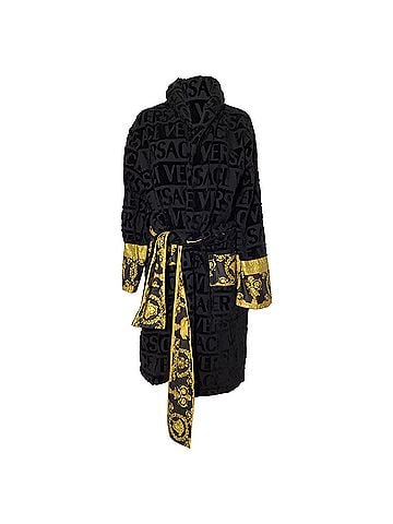 Versace Versace I Love Baroque Bathrobe in Black Cotton (view 1)