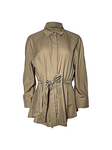 maxmara Max Mara Cuneo Belted Shirt in Beige Cotton (view 1)