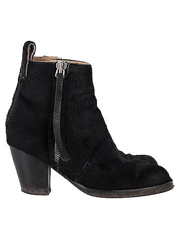 Acne  Acne Studios Zipped Ankle Boots in Black Pony Hair (view 1)