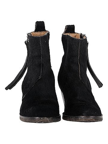 Acne  Acne Studios Zipped Ankle Boots in Black Pony Hair (view 2)