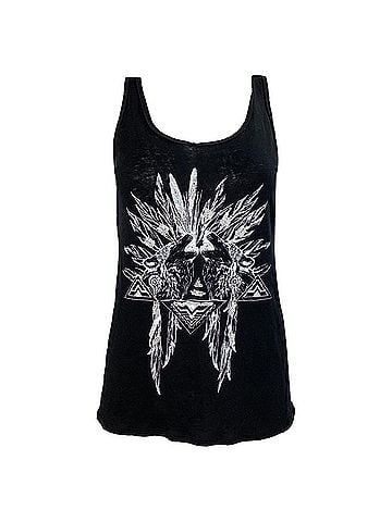 Sandro Sandro Printed Tank Top in Black Linen (view 1)