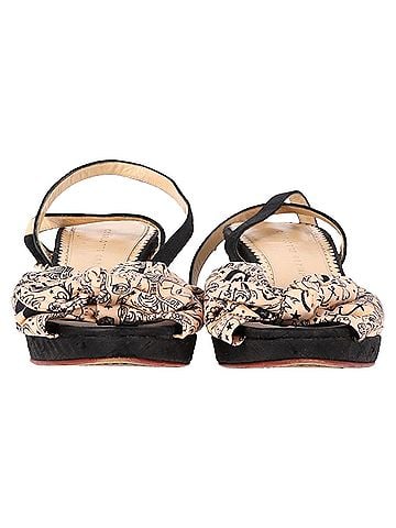 Charlotte Olympia  Charlotte Olympia Printed Bow Wedge Sandals in Peach Satin (view 2)