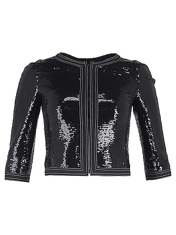 Chanel Chanel Zipped Sequined Cropped Blazer in Black Polyester (view 1)