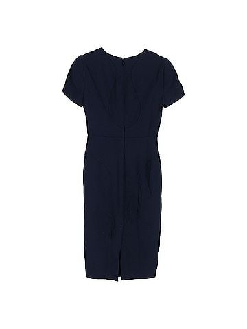 Alexander McQueen  Alexander Mcqueen V-Neck Midi Dress in Navy Blue Acetate (view 2)