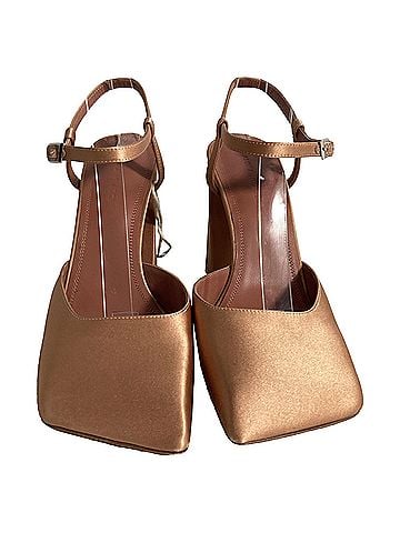 Amina Muaddi Amina Muaddi Charlotte Pumps in Brown Satin (view 2)