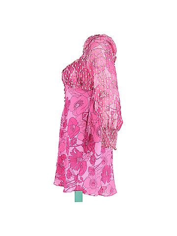 Rixo London  Rixo Fara Floral Print Mini Long Sleeve Dress in Pink Viscose (view 2)