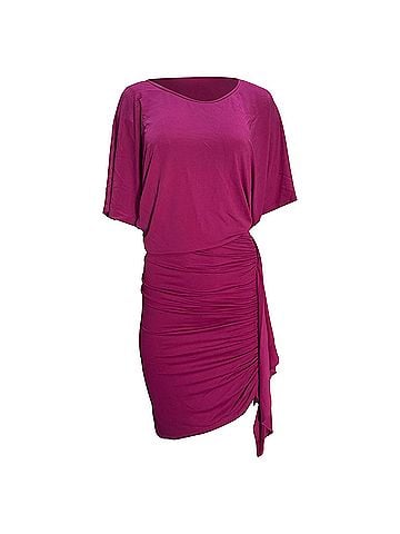 Michael Kors Michael Kors Ruched Mini Dress in Pink Cotton (view 1)