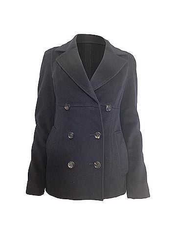 Max Mara Max Mara Studio Pea Coat in Navy Blue Virgin Wool (view 1)