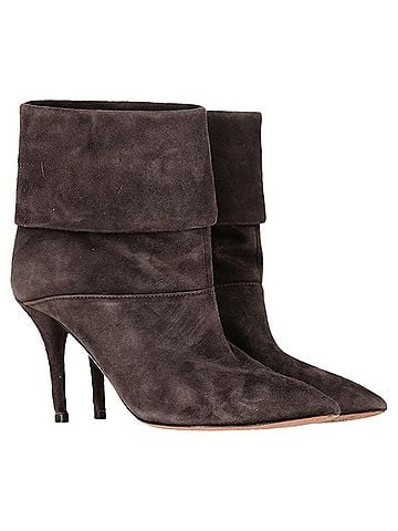 Aquazzura  Aquazzura Folded Ankle Heeled Boots in Brown Suede (view 2)