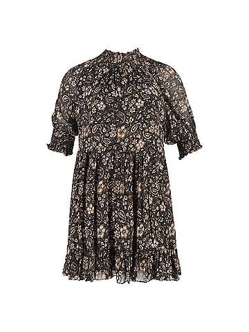 Ulla Johnson  Ulla Johnson Paisley Printed Mock Neck Mini Dress in Brown Silk (view 1)