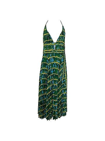 Altuzarra Altuzarra Winda Double-belted Pleated Tie-dyed Maxi Dress In Butterscotch Blue Green Polyester (view 1)