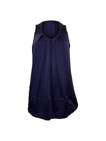 Brunello Cucinelli Brunello Cucinelli Pleated Sleeveless Top in Navy Blue Silk (view 1)