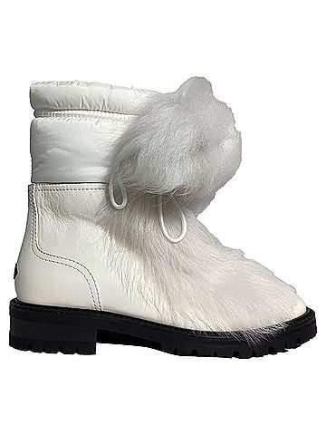 Jimmy Choo  Jimmy Choo Fur Trim Ankle Boots in White Leather (view 1)