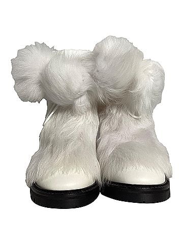 Jimmy Choo  Jimmy Choo Fur Trim Ankle Boots in White Leather (view 2)