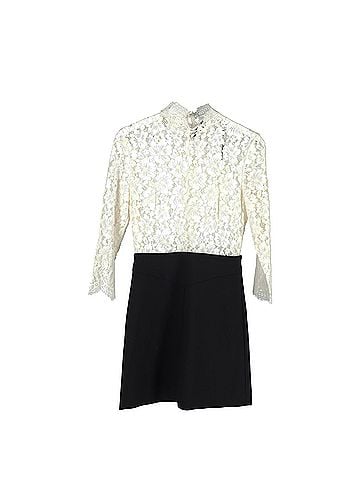 Sandro Sandro Two Tone Lace Dress in White Cotton (view 1)