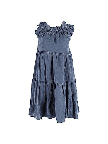Ulla Johnson  Ulla Johnson Olivia Mini Off the Shoulder Tiered Dress in Blue Tencel (view 1)