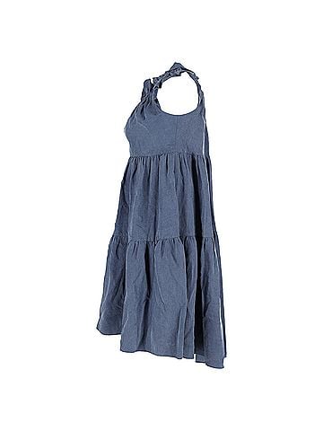 Ulla Johnson  Ulla Johnson Olivia Mini Off the Shoulder Tiered Dress in Blue Tencel (view 2)