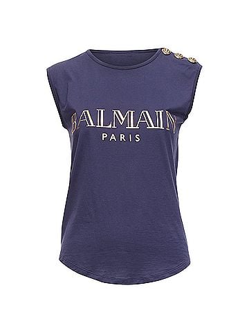 Balmain Balmain g foil logo military button shoulder tank top (view 1)