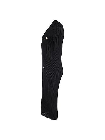 Versace Versace Ribbed Buttoned Midi Dress in Black Viscose (view 2)