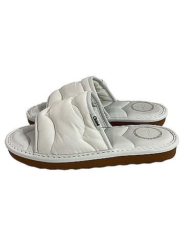 Chloé Chloé Maxie Slip-on Flat Sandals in White Nylon (view 2)