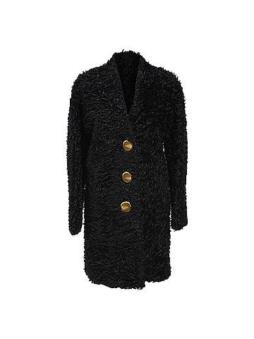 Balenciaga Balenciaga Runway Long Gold Buttoned Coat in Black Mohair (view 1)