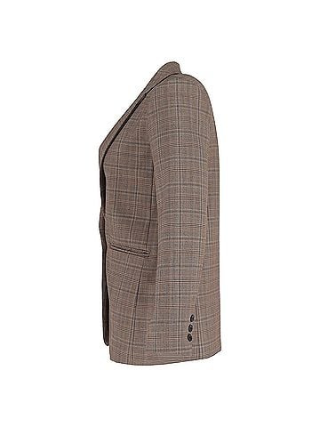 Sandro Sandro Jada Plaid-Check Single-Breasted Blazer In Brown Polyester (view 2)