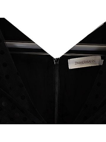 Zimmermann Zimmermann Midi Polka Dot Tulle V-Neck Long Sleeve Dress in Black Polyester (view 2)