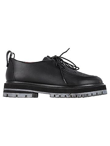 Loro Piana  Loro Piana Lace-Up Derby Shoes in Black Leather (view 1)