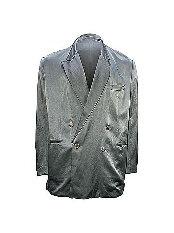 Dries Van Noten  Dries Van Noten Double-Breasted Oversized Blazer in Grey Cupro (view 1)