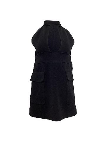 Saint Laurent Saint Laurent Turtle Neck Cut Out Mini Dress in Black  Wool (view 1)