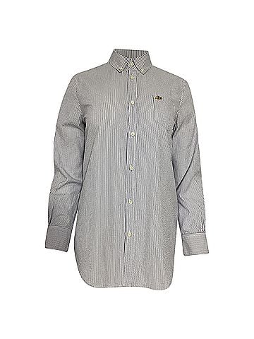 Dsquared2  Dsquared2 Logo Patch Striped Long Sleeve Shirt in Blue and White Cotton (view 1)