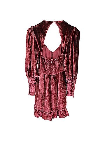Reformation Reformation Fortune Mini Wrap Dress in Burgundy Velvet (view 2)