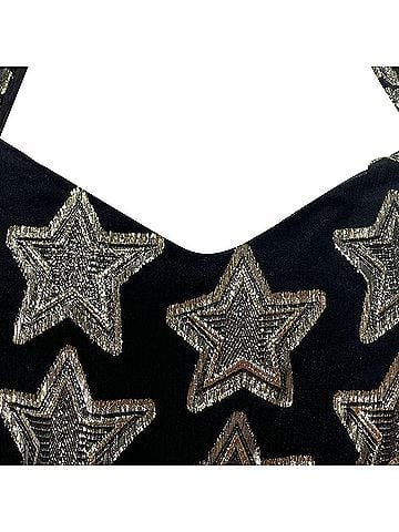 LoveShackFancy  Loveshackfancy Star-Embroidered Detail Mini Long Sleeve dress in Black Polyester (view 2)
