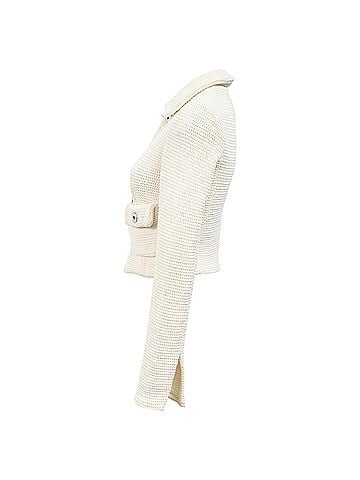 Bottega Veneta  Bottega Veneta Salon 01 Knitted Button-Down Jacket in Cream Cotton (view 2)