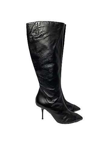 Giuseppe Zanotti  Giuseppe Zanotti Zipped Heeled Knee-High Boots in Black Leather (view 1)