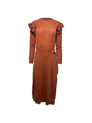 Ulla Johnson Ulla Johnson Leo Midi Dress in Brown Wool (view 1)