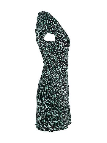 Diane von Furstenberg Diane Von Furstenberg Printed Wrap Mini Dress in Teal Silk (view 2)