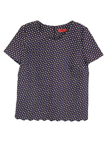HUGO BOSS Hugo by Hugo Boss Short Sleeve Scalloped Top in Multicolor Cotton (view 1)