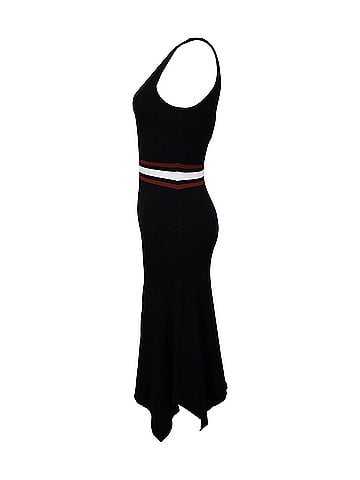 A.L.C. A.L.C. Anders Handkerchief Hem Knit Midi Dress in Black Viscose (view 2)