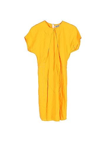 Acne  Acne Studios Crewneck Knee-Length Shift Dress in Orange Viscose (view 1)
