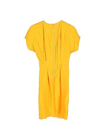 Acne  Acne Studios Crewneck Knee-Length Shift Dress in Orange Viscose (view 2)