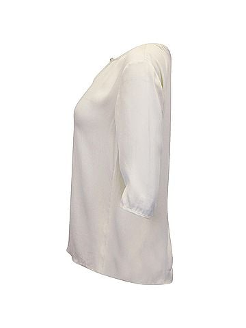 HUGO BOSS Hugo Boss Keyhole Neck Quarter Sleeves Blouse in Cream Silk (view 2)