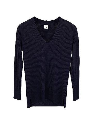 Iris & Ink Iris & Ink V-neck Sweater in Navy Blue Cashmere (view 1)