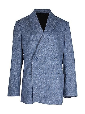 Totême Totême Loreo Oversized Double-Breasted Mélange Blazer In Blue Cotton (view 1)
