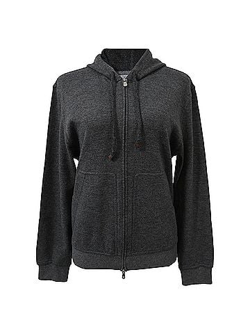 Brunello Cucinelli Brunello Cucinelli Double Zipper Hooded Jacket in Grey Cotton (view 1)